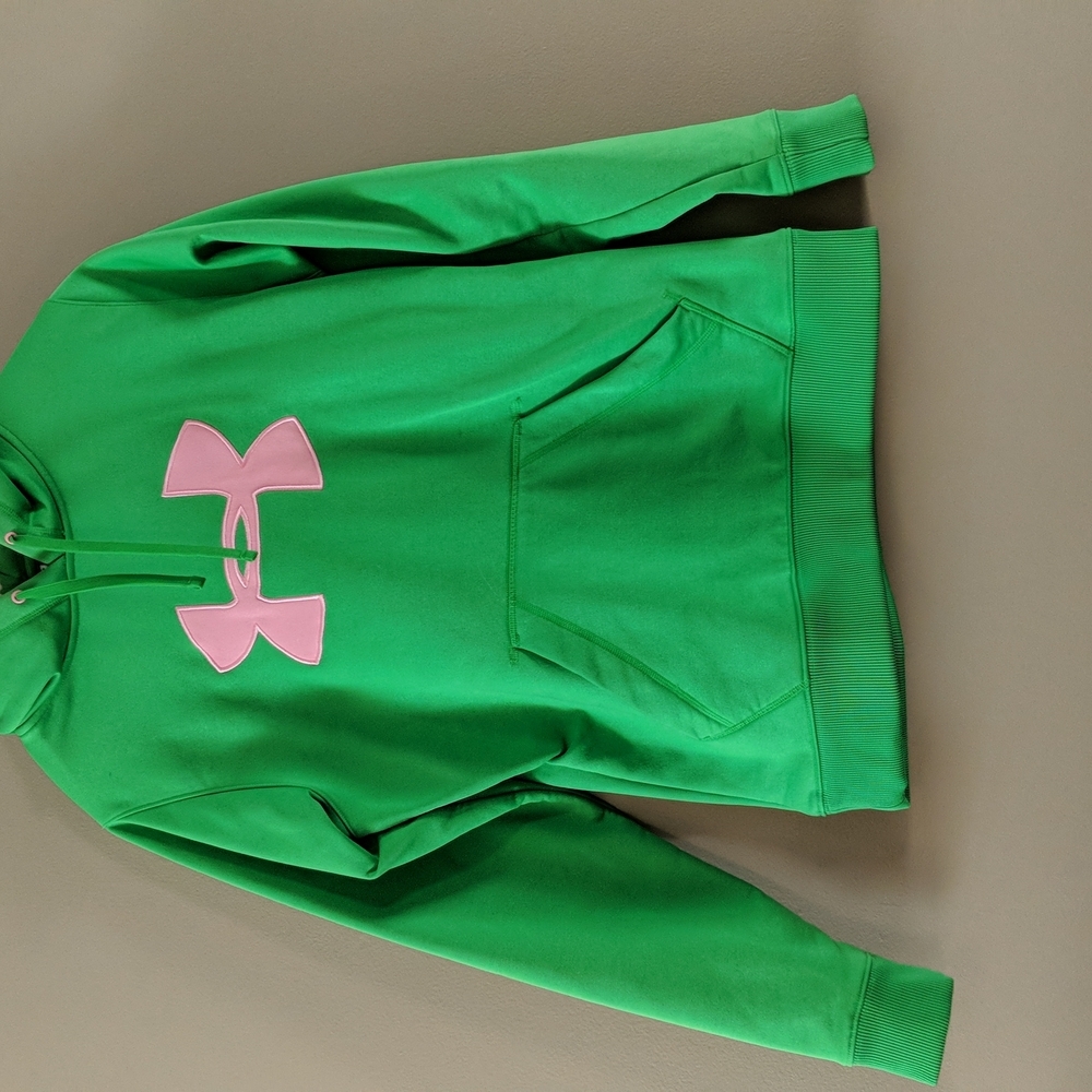 EUC Under Armour Green and Pink hooded sweatshirt - Picture 3 of 11
